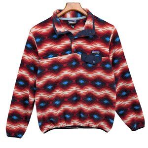 Patagonia Synchilla Snap T Fleece Jacket Womens Red Blue Wild Desert Aztec Sz M